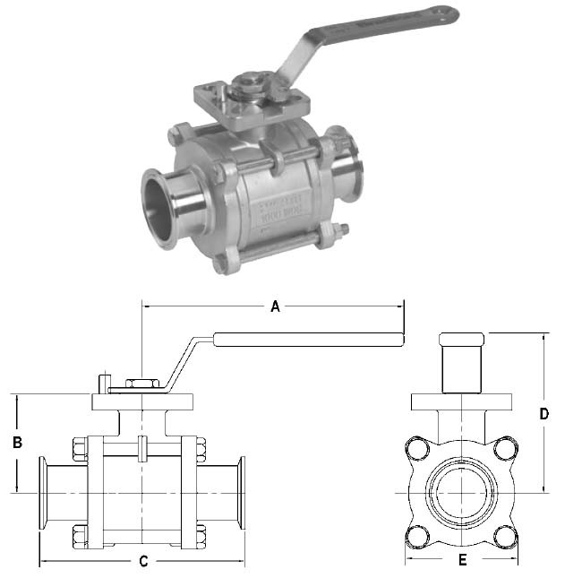 # SANBV2CV-075CC-A - 2-Way 3 Piece Encapsulated Ball Valves - 3/4 in.