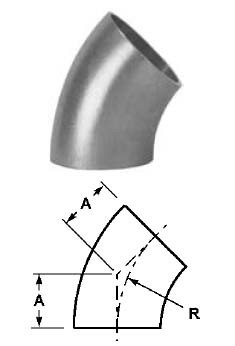 # SANB2WK-G300P - 45 Degree Buttweld Elbows, Polished - 304 Stainless Steel - 3 in.