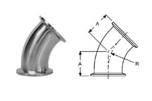 # SANB2KMP-R75 - 45 Degree Clamp Elbows - 316L Stainless Steel - 3/4 in.