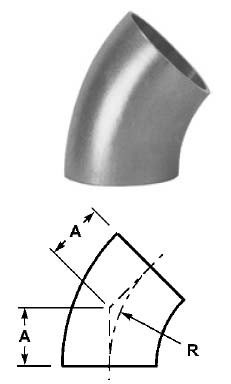 # SANB2WK-R400U - 45 Degree Unpolished Weld Elbows - 316L Stainless Steel - 4 in.