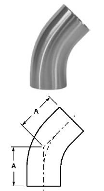 # SANB2KS-R150U - 45 Degree Unpolished Weld Elbows with Tangent - 316L Stainless Steel - 1-1/2 in.