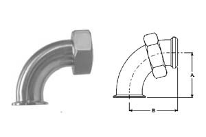 # SANB2FMP-14-G200 - 90 Degree Clamp by Plain Bevel Seat with Hex Nut Elbows - 304 Stainless Steel - 2 in.