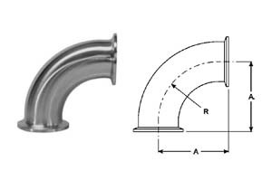 # SANB2CMP-R50 - 90 Degree Clamp Elbows - 316L Stainless Steel - 1/2 in.