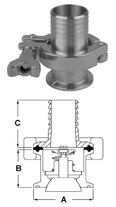 # SANB45CC-R250 - Ball Check Valves Hose Barb - 316L Stainless Steel - 2-1/2 in.