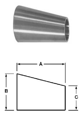 # SANB32W-G200100P - Buttweld Eccentric Reducers, Polished - 304 Stainless Steel - 2 in. x 1 in.