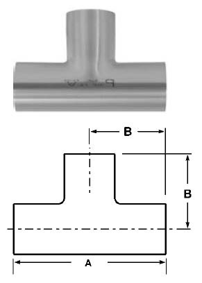 # SANB7W-G250P - Buttweld Long Tees, Polished - 304 Stainless Steel - 2-1/2 in.
