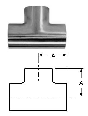 # SANB7WWW-R150P - Buttweld Short Tees, Polished - 316L Stainless Steel - 1-1/2 in.