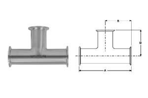 # SANB7MP-G800 - Clamp Tees - 304 Stainless Steel - 8 in.