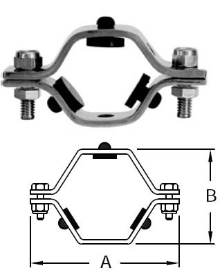 # SANB24RG-G400 - Hex Tube Hangers with Grommets - 304 Stainless Steel - 4 in.