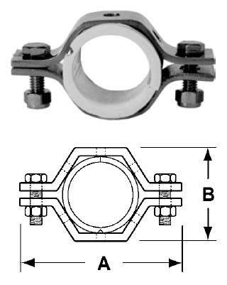 # SANB24PS-G200 - Hex Tube Hangers with Sleeves - 304 Stainless Steel - 2 in.