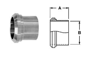 # SAN14A-G100 - Long Plain Bevel Seat Ferrules - 304 Stainless Steel - 1 in.