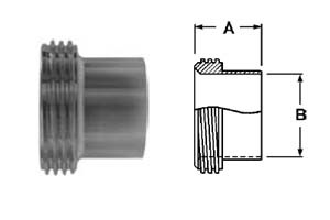 # SAN15A-G150 - Long Threaded Bevel Seat Ferrules - 304 Stainless Steel - 1-1/2 in.