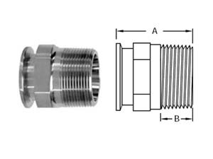 # SAN21MP-G10075 - Clamp x Male NPT Adapters - 304 Stainless Steel - Tube OD: 1 in. - Thread Size: 3/4 in.