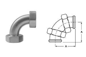 # SANB2E-G150 - Plain Bevel Seat x Plain Bevel Seat with Hex Nut 90 Degree Elbows - 304 Stainless Steel - 1-1/2 in.