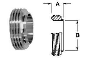# SAN15TRF-G250 - Short Threaded Bevel Seat Ferrules - 304 Stainless Steel - 2-1/2 in.