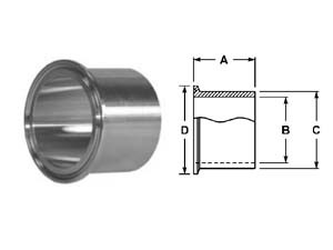 # SAN14MPW-R150 - Tank Weld Ferrules (Heavy Duty) - 316L Stainless Steel - 1-1/2 in.