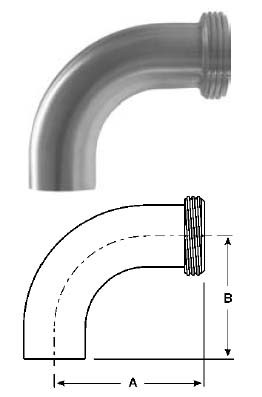 Threaded Bevel Seat x 90 Degree Buttweld Elbow, Polished