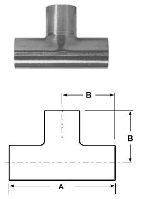 # SANB7W-R100U - Unpolished Weld Long Tees - 316L Stainless Steel - 1 in.